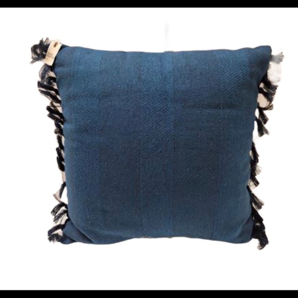 Hearth & Hand Knotted Fringe Throw Pillow Blue